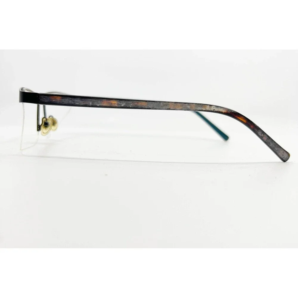 Link Occhiali Eyeglasses Mens Black Half Rim Semi Rimless Tortoise Arms 41896